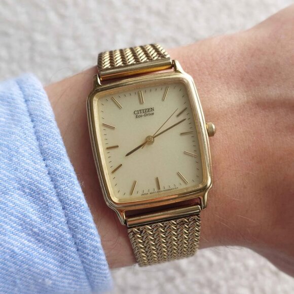 Citizen Eco-Drive E031-K006091 Solar Square Gold JDM Men's Watch New Capacitor - Picture 6 of 10